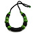 Statement Chunky Green/ Black Wood Bead with Black Cotton Cord Necklace - 60cm L - view 7