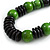 Statement Chunky Green/ Black Wood Bead with Black Cotton Cord Necklace - 60cm L - view 3