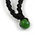 Statement Chunky Green/ Black Wood Bead with Black Cotton Cord Necklace - 60cm L - view 5