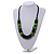 Statement Chunky Green/ Black Wood Bead with Black Cotton Cord Necklace - 60cm L - view 2