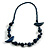 Dark Blue Wood Bead Bird Long Necklace - 80cm Long - view 3