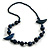 Dark Blue Wood Bead Bird Long Necklace - 80cm Long