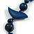 Dark Blue Wood Bead Bird Long Necklace - 80cm Long - view 4