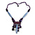 Tribal Wood/ Ceramic Bead Cotton Cord Necklace in Purple - 60cm Long/ 10cm Long Front Drop