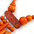 Tribal Wood/ Ceramic Bead Cotton Cord Necklace in Orange - 60cm Long/ 10cm Long Front Drop - view 5
