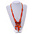 Tribal Wood/ Ceramic Bead Cotton Cord Necklace in Orange - 60cm Long/ 10cm Long Front Drop - view 8