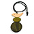 Natural/ Olive/ Dark Green Wood Bird and Bead Pendant with Black Cotton Cord - Adjustable - 80cm Long/ 11cm Pendant - view 2