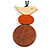 Natural/ Brown/ Orange Wood Bird and Bead Pendant with Black Cotton Cord - Adjustable - 80cm Long/ 11cm Pendant
