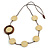 Cream/ Brown Coin Wood Bead Cotton Cord Necklace - 80cm Long - Adjustable - view 2