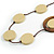 Cream/ Brown Coin Wood Bead Cotton Cord Necklace - 80cm Long - Adjustable - view 4