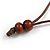 Cream/ Brown Coin Wood Bead Cotton Cord Necklace - 80cm Long - Adjustable - view 5