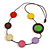 Multicoloured Coin Wood Bead Cotton Cord Necklace - 80cm Long - Adjustable