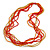 Long Multistrand Glass Bead Necklace In Shades of Red/ Orange/ Yellow - 86cm L