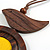 Brown/ Yellow Bird and Circle Wooden Pendant Cotton Cord Long Necklace - 84cm L/ 10cm Pendant - view 5