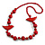 Red Wood Bead Bird Long Necklace - 80cm Long