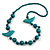 Teal Wood Bead Bird Long Necklace - 80cm Long - view 2