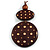 Long Cotton Cord Wooden Pendant with Dotted Motif In Dark Brown - 76cm L