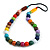 Long Multicoloured Painted Wooden Bead Cord Long Necklace - 80cm L