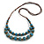 Dusty Blue Ceramic Layered Brown Silk Cord Necklace - 60-70cm L/ Adjustable - view 9