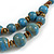 Dusty Blue Ceramic Layered Brown Silk Cord Necklace - 60-70cm L/ Adjustable - view 5