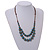 Dusty Blue Ceramic Layered Brown Silk Cord Necklace - 60-70cm L/ Adjustable - view 3