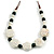 Romantic Rose and Ceramic Bead Silk Cord Necklace/ Black/ Off White/ 60-70cm L/ Adjustable - view 2
