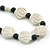 Romantic Rose and Ceramic Bead Silk Cord Necklace/ Black/ Off White/ 60-70cm L/ Adjustable - view 4