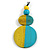Double Bead Yellow/ Turquoise Washed Wood Pendant with Black Cotton Cord - 80cm Max/ 12cm Pendant - view 9