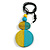 Double Bead Yellow/ Turquoise Washed Wood Pendant with Black Cotton Cord - 80cm Max/ 12cm Pendant - view 2