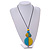 Double Bead Yellow/ Turquoise Washed Wood Pendant with Black Cotton Cord - 80cm Max/ 12cm Pendant - view 3
