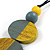 Double Bead Antique Yellow/ Grey Washed Wood Pendant with Black Cotton Cord - 80cm Max/ 12cm Pendant - view 4