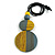 Double Bead Antique Yellow/ Grey Washed Wood Pendant with Black Cotton Cord - 80cm Max/ 12cm Pendant - view 2