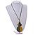 Double Bead Antique Yellow/ Grey Washed Wood Pendant with Black Cotton Cord - 80cm Max/ 12cm Pendant - view 3