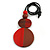 Double Bead Red/ Brown Washed Wood Pendant with Black Cotton Cord - 80cm Max/ 12cm Pendant - view 2