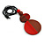 Double Bead Red/ Brown Washed Wood Pendant with Black Cotton Cord - 80cm Max/ 12cm Pendant - view 7