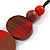 Double Bead Red/ Brown Washed Wood Pendant with Black Cotton Cord - 80cm Max/ 12cm Pendant - view 4