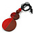 Double Bead Red/ Brown Washed Wood Pendant with Black Cotton Cord - 80cm Max/ 12cm Pendant - view 10