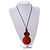 Double Bead Red/ Brown Washed Wood Pendant with Black Cotton Cord - 80cm Max/ 12cm Pendant - view 3