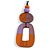 O-Shape Orange/ Lilac Purple Washed Wood Pendant with Black Cotton Cord - 88cm L/ 13cm Pendant