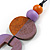 O-Shape Orange/ Lilac Purple Washed Wood Pendant with Black Cotton Cord - 88cm L/ 13cm Pendant - view 5