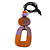 O-Shape Orange/ Lilac Purple Washed Wood Pendant with Black Cotton Cord - 88cm L/ 13cm Pendant - view 2
