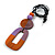 O-Shape Orange/ Lilac Purple Washed Wood Pendant with Black Cotton Cord - 88cm L/ 13cm Pendant - view 8