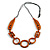Long Geometric Rusty Orange Painted Wood Bead Black Cord Necklace - 100cm Max/ Adjustable