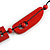 Long Geometric Red Painted Wood Bead Black Cord Necklace - 100cm Max/ Adjustable - view 7