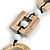 Long Geometric Antique White Painted Wood Bead Black Cord Necklace - 100cm Max/ Adjustable - view 6