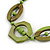 Long Geometric Lime Green Painted Wood Bead Black Cord Necklace - 90cm Max/ Adjustable - view 2