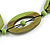 Long Geometric Lime Green Painted Wood Bead Black Cord Necklace - 90cm Max/ Adjustable - view 7