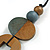 O-Shape Bronze/ Grey Painted Wood Pendant with Black Cotton Cord - 88cm L/ 13cm Pendant - view 4