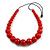 Chunky Red Graduated Wood Bead Black Cord Necklace - 84cm Max/ Adjustable