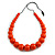 Chunky Orange Graduated Wood Bead Black Cord Necklace - 84cm Max/ Adjustable